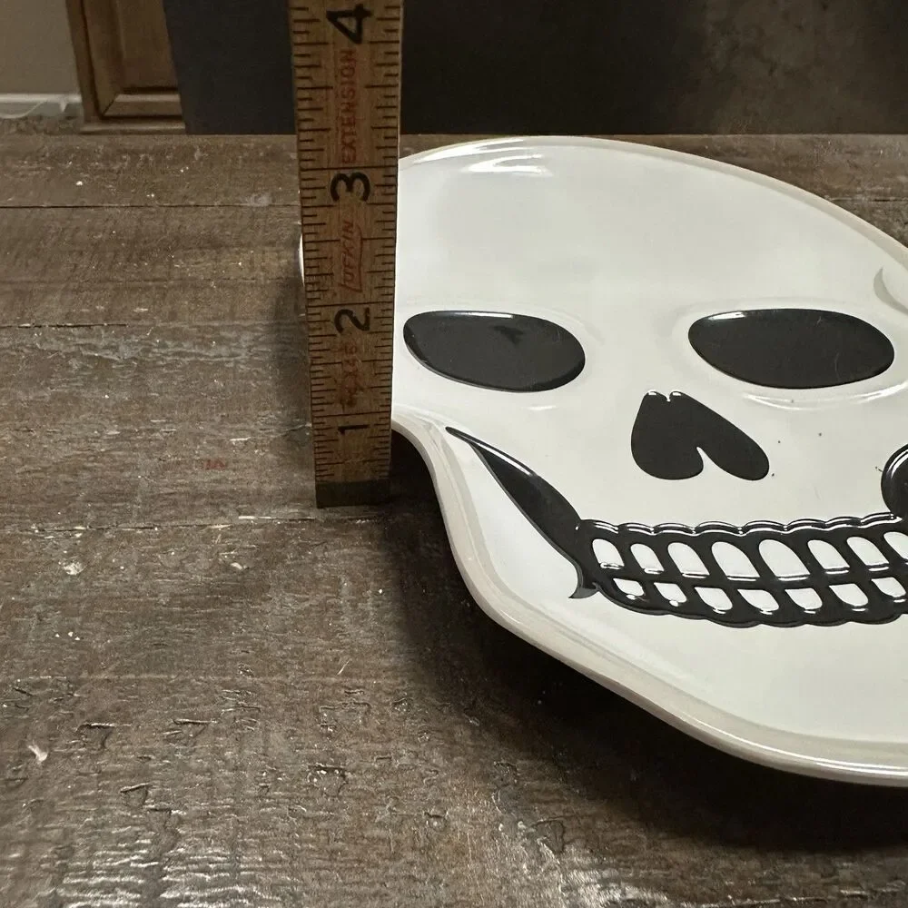 Set of 2 Skull Plates 9” Halloween Skeleton Tray – Melamine Party Decor Cute